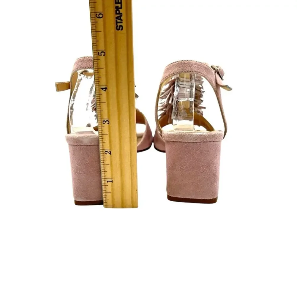 Cordani Nash Blush Suede Sandals SZ 8 (EU 38.5) Made in Italy Fringe Dusty Pink